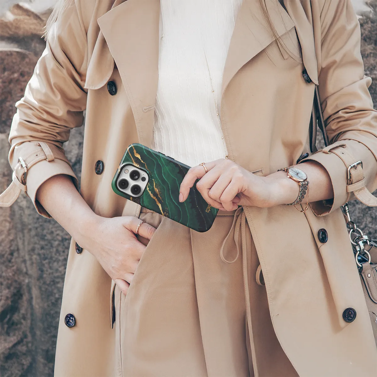 Telefono dėklas - Green Marble