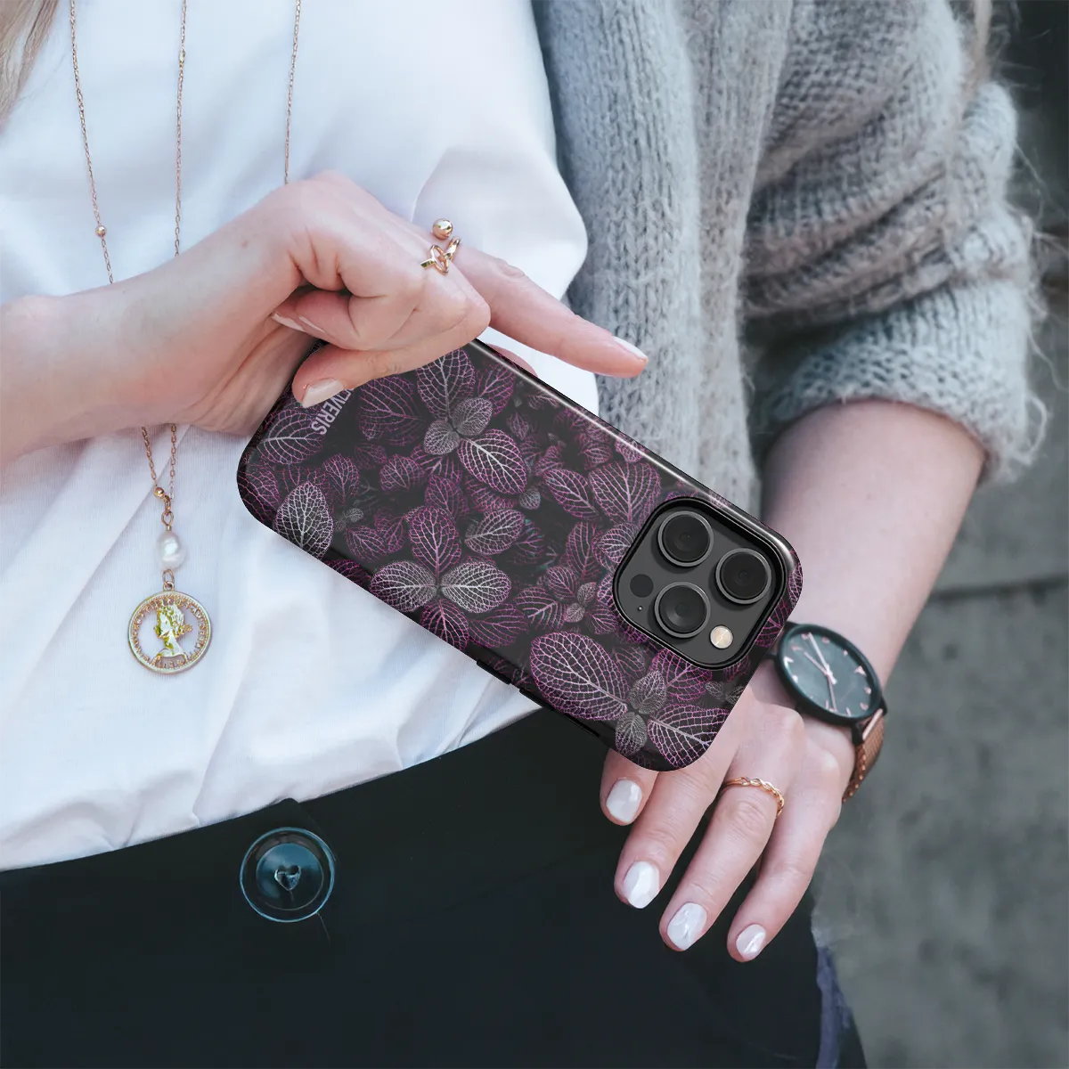 Telefono dėklas - Purple leafs