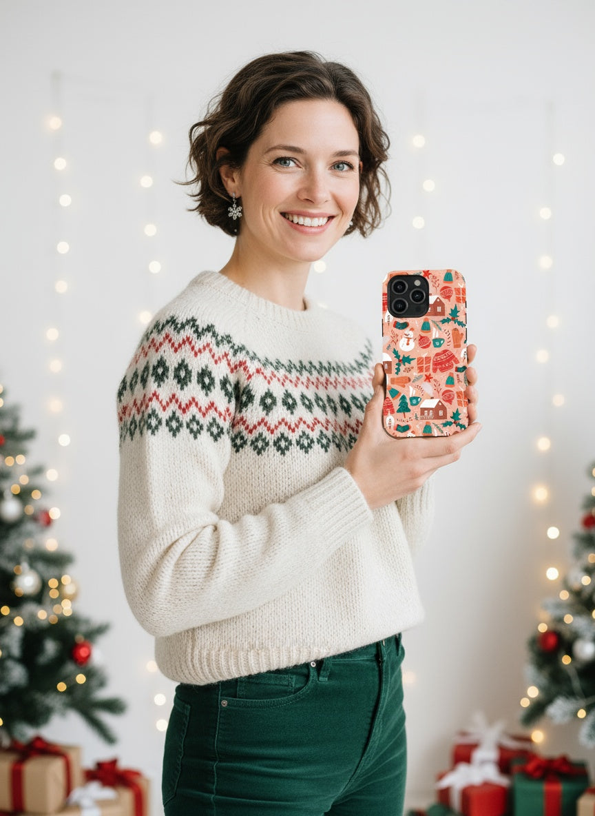 Person holding phone with Telefono dėklas - Winter Keepsake