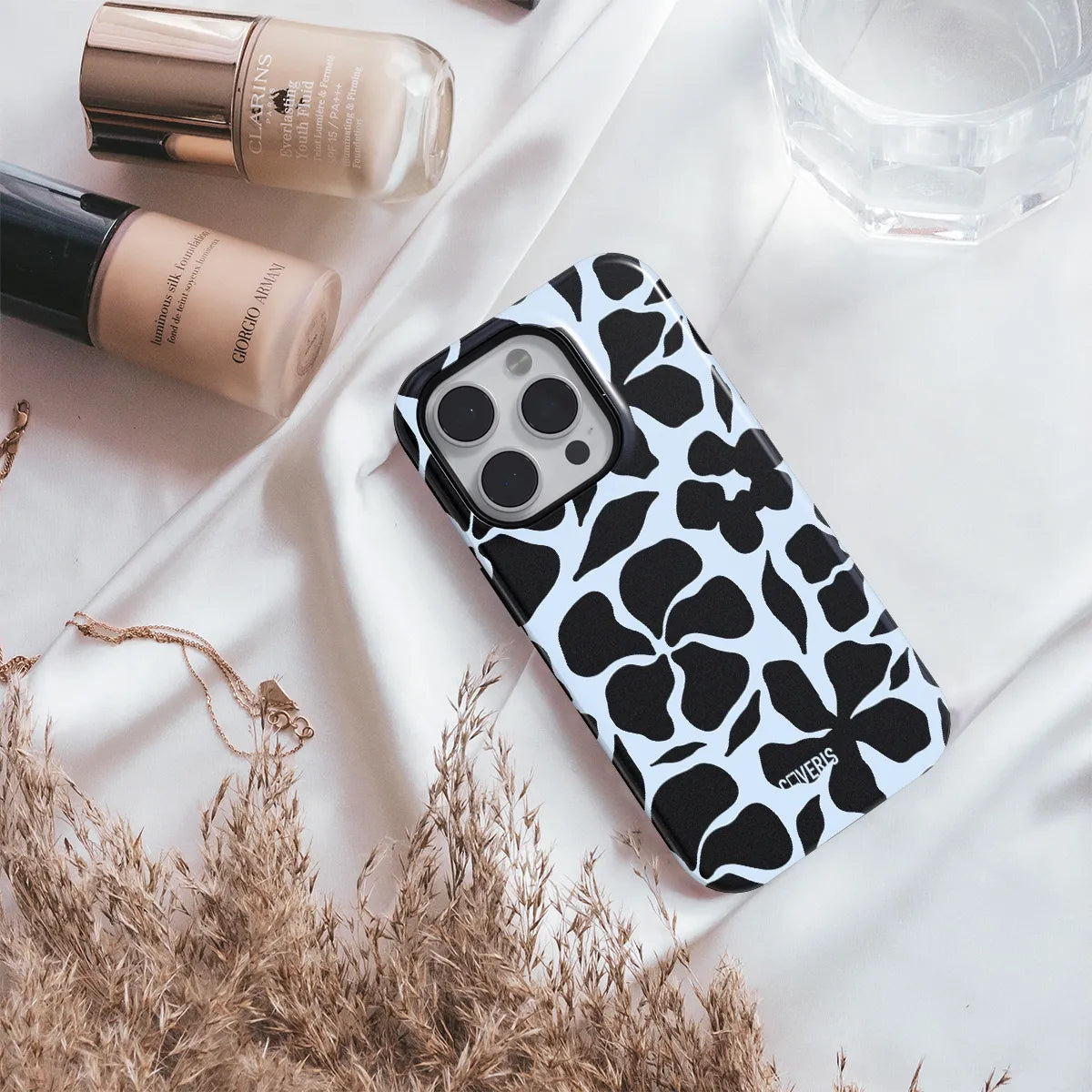 Telefono dėklas - Black flowers