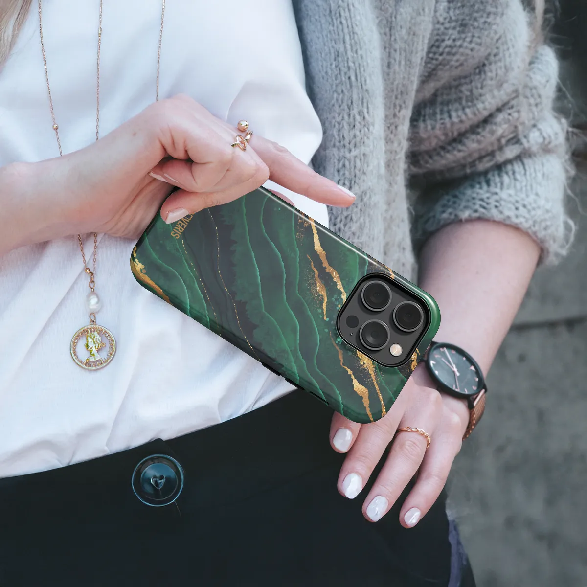 Telefono dėklas - Green Marble