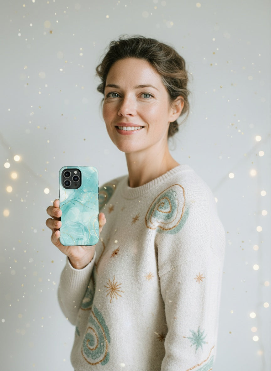 Person holding phone with Telefono dėklas - Iceflow