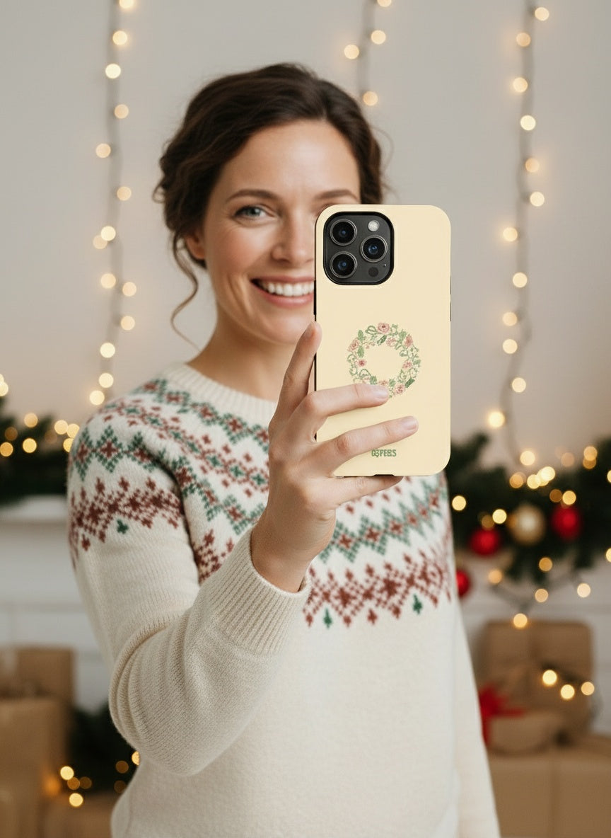 Modern selfie style with phone case Telefono dėklas - Christmas wreath