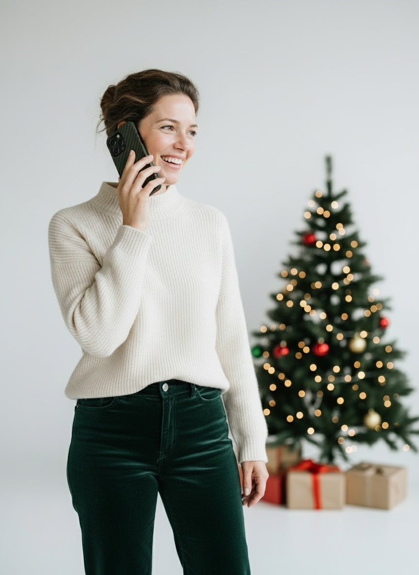 Model talking on phone with case Telefono dėklas - Candy Cane