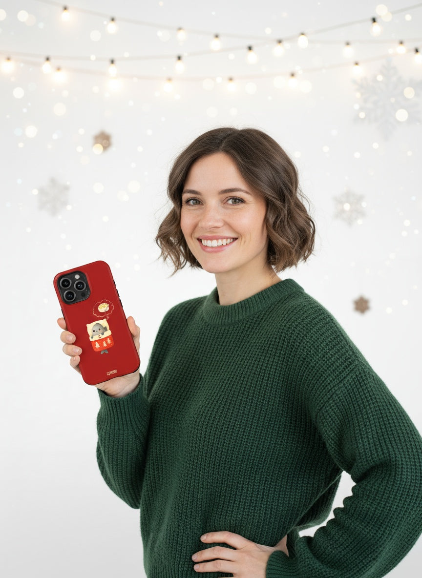 Person holding phone with Telefono dėklas - Silkė Pataluose