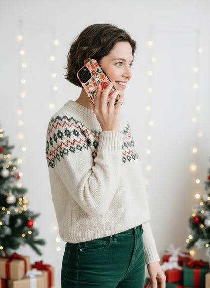 Model talking on phone with case Telefono dėklas - Winter Keepsake