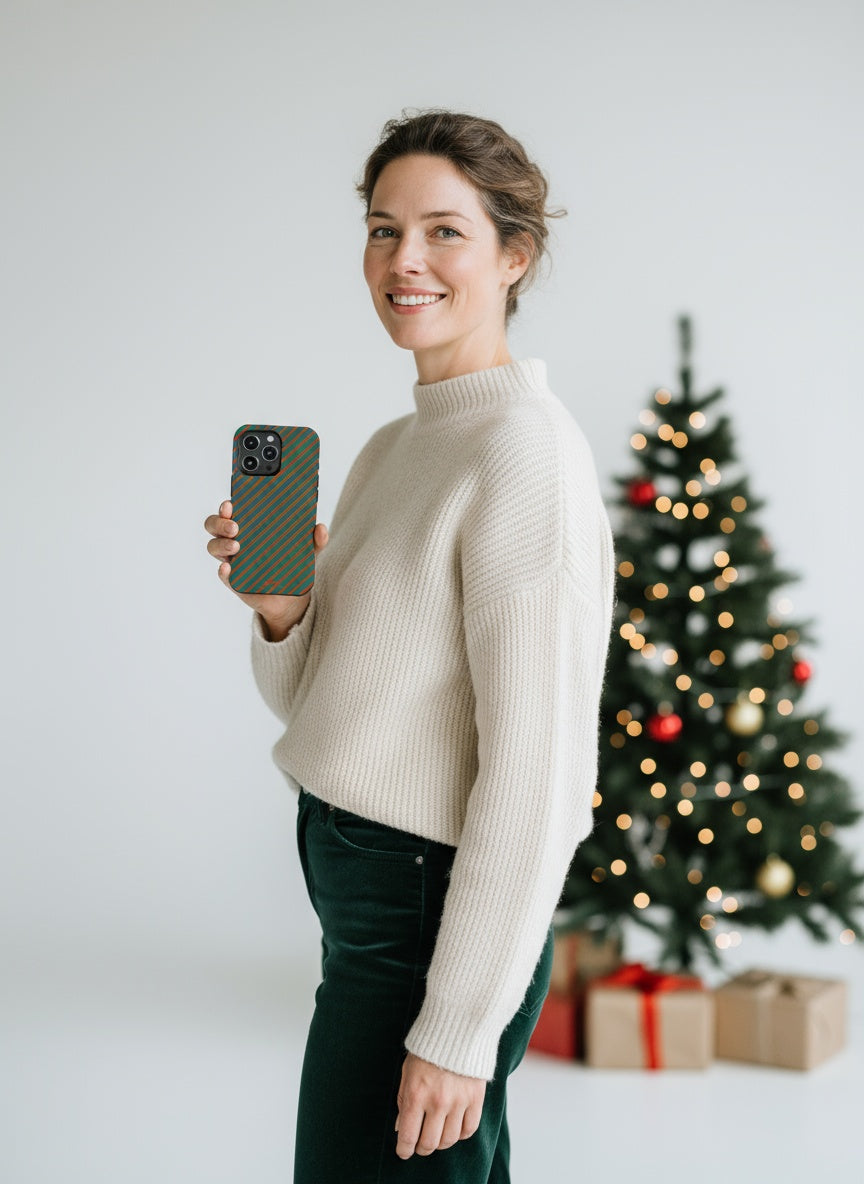 Person holding phone with Telefono dėklas - Candy Cane